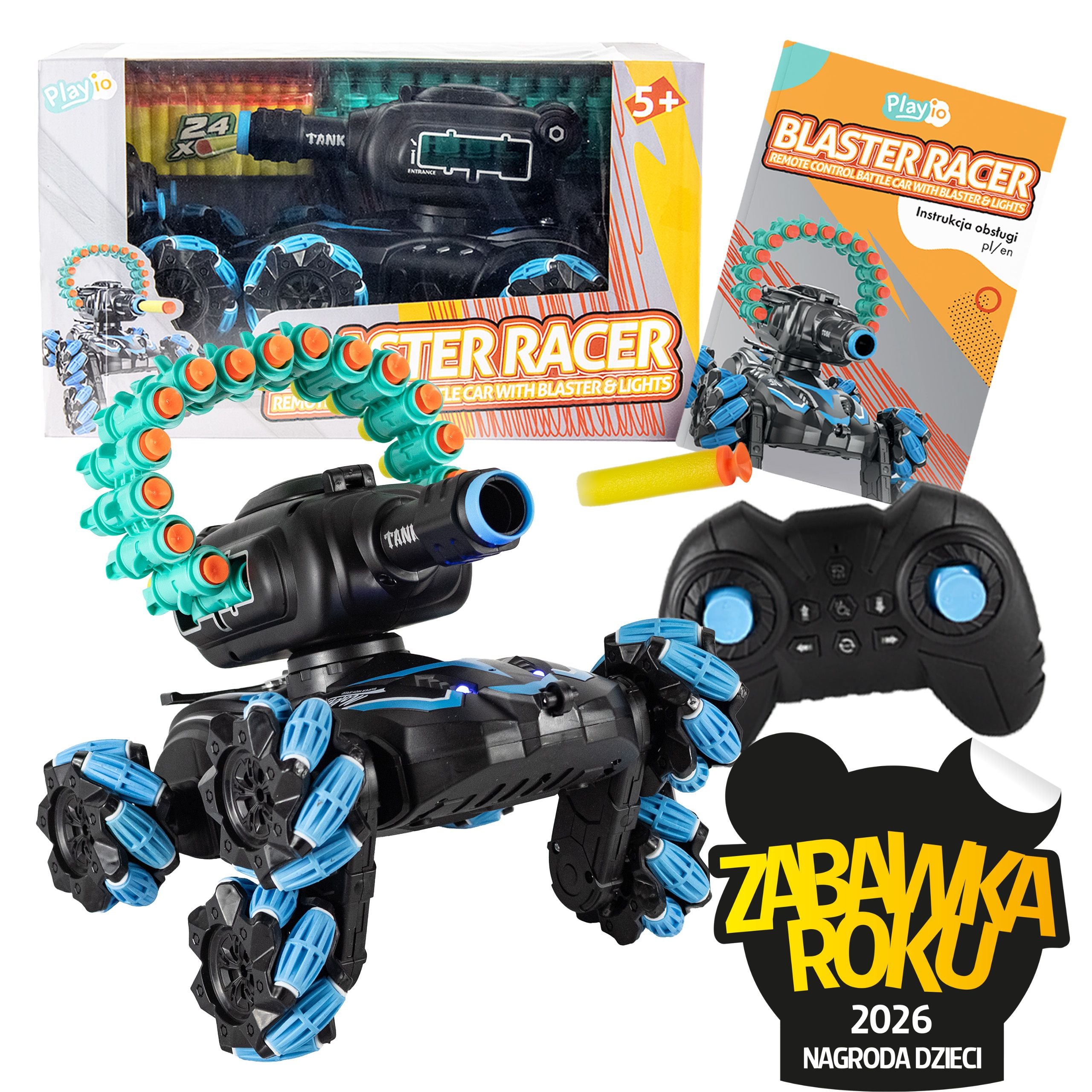 Auto RC z Wyrzutnią Lotek Blaster Racer - Drift 360° i Strzały na Odległość